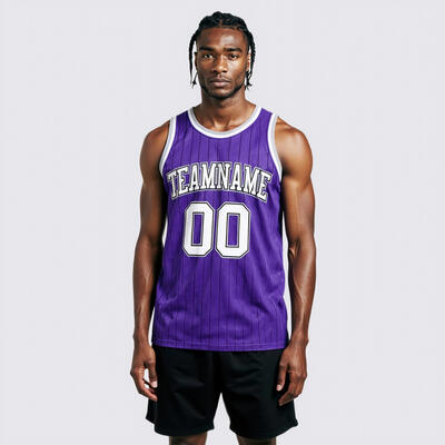 Custom Pinstripe Purple Basketball Jersey - Authentic Quality, Sleek Stripes, Player Name Print