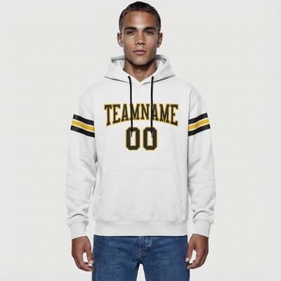 Custom Stitched White Football Pullover Sweatshirt Hoodie Cozy Soft Ideal for Sports Personalized Team Name