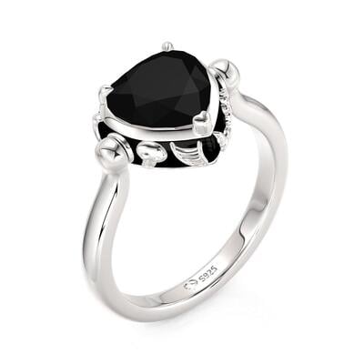 Jeulia Reversible Black Heart Ring in Sterling Silver