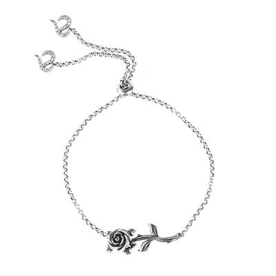 Jeulia Heart Leaves Rose Branch Bracelet