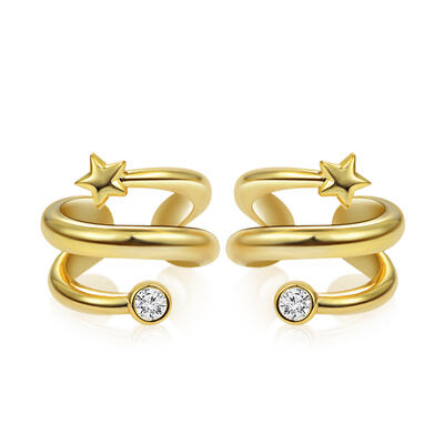 Jeulia "Star Huggie" Sterling Silver Clip Earrings