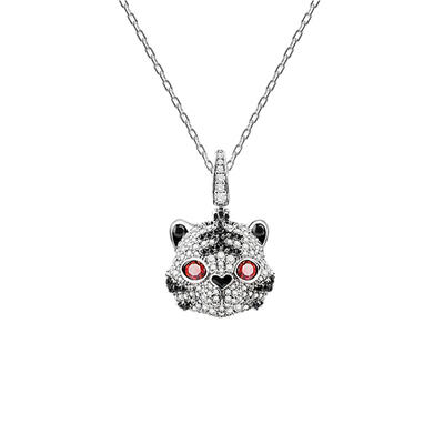 Jeulia "King of the Forest" Tiger Sterling Silver Necklace