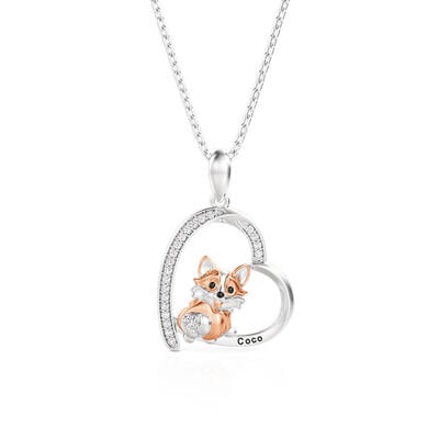 Jeulia Petland Collier Cœur Gravée Personnalisée Corgi