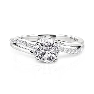 Jeulia Wave Swirl Twist Round Cut Engagement Ring