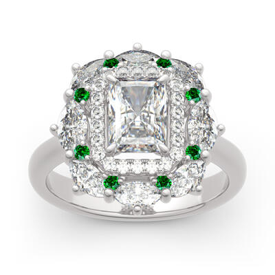 Jeulia Cinderella Halo Radiant Cut Sterling Silver Ring