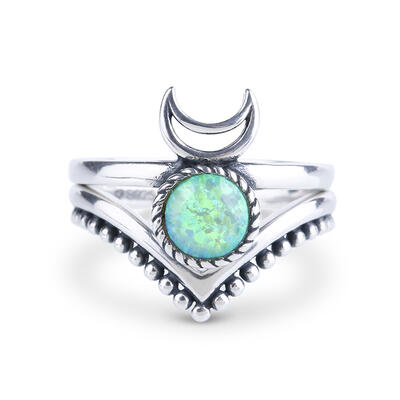 Jeulia To the Moon and Back Stackable Opal Ring