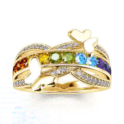 Jeulia "Hello Beauty" Butterfly Cross Sterling Silver Ring