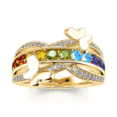 Jeulia "Hello Beauty" Butterfly Cross Sterling Silver Ring