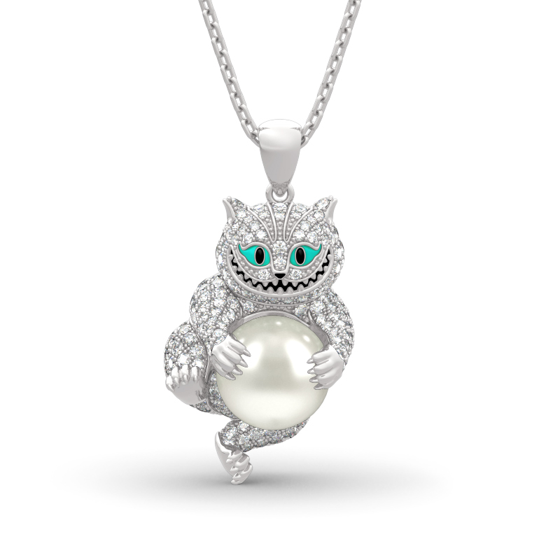 Jeulia "Appear and Disappear at Will" Cat Sterling Silver Necklace