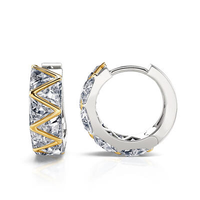 Jeulia Trillion Cut Two Tone Sterling Silver Hoop Earrings