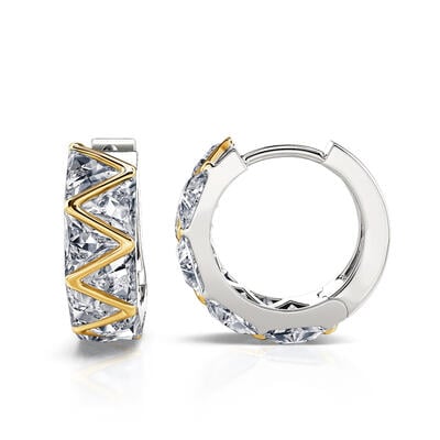 Jeulia Trillion Cut Two Tone Sterling Silver Hoop Earrings