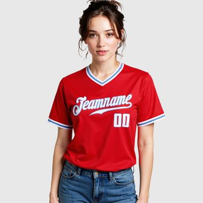 野球 名前 チーム名 番号 Tシャツ Vネック 野球ウェア ユニフォーム レッド 男女兼用 オーダーメイド