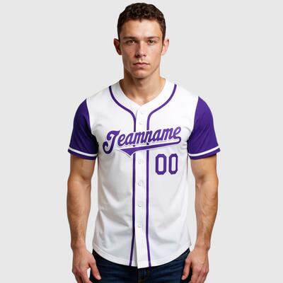 Custom White Purple Authentic Two Tone Baseball Jersey with Personalized Number and Logo for Games Practices and Fan Events