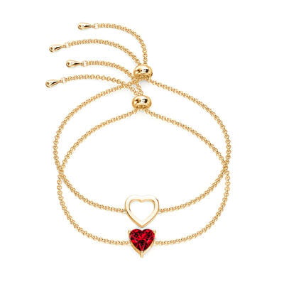 Jeulia Stapelbares Doppellagen Herz Bolo Armband Set 2-tlg