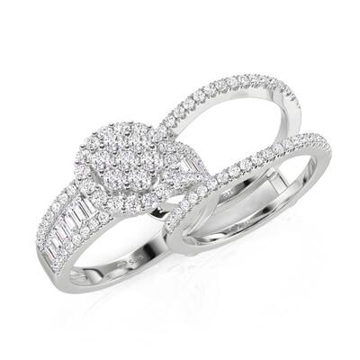 Jeulia Vintage Multi Stone Halo Engagement Ring with Enhancer
