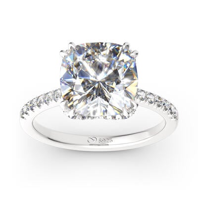 Jeulia Classic Cushion Cut Sterling Silver Ring