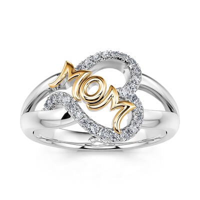 Jeulia "Her Love is All Around" Mom Heart Sterling Silver Ring