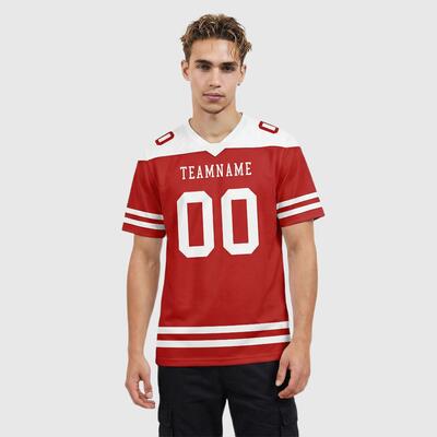 アメリカンフットボール Tシャツ レッド 名前 チーム名 ロゴ 番号入り 通気性 パーソナライズ対応 ユニセックス
