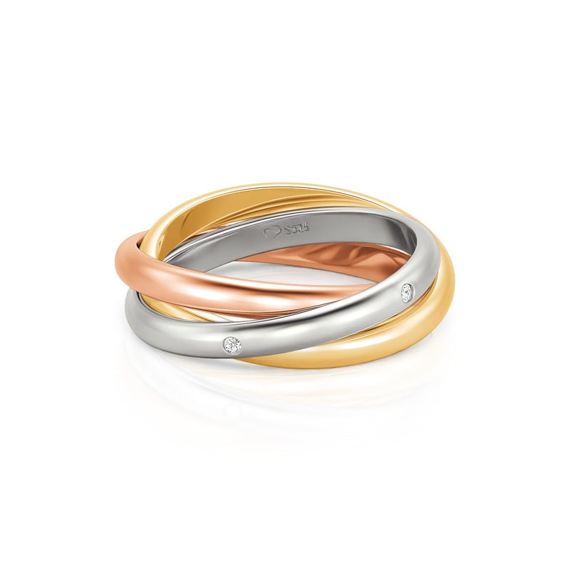 Jeulia Alliance Trinity pour Femme avec Accents Ronds