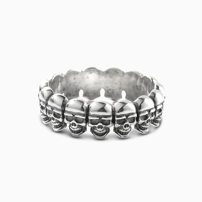 Jeulia "Gothic Skull" Sterling Silver Eternity Band