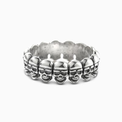 Jeulia "Gothic Skull" Sterling Silver Eternity Band