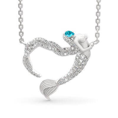 Jeulia "Ocean's Light" Sterling Silver Mermaid Gift Necklace for Valentine's Day