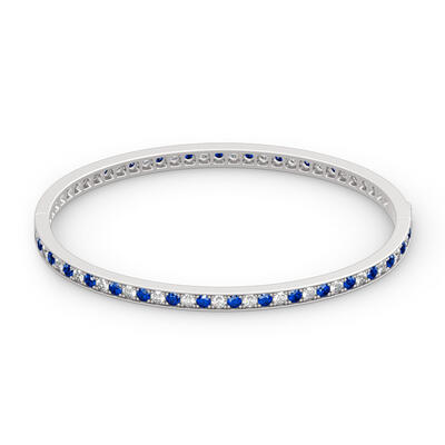 Jeulia Alternating Round Cut Sterling Silver Bangle