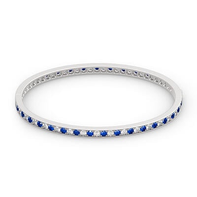 Jeulia Alternating Round Cut Sterling Silver Bangle