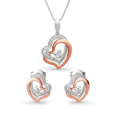 Jeulia Doppelt Herz Sterling Silber Schmuckset