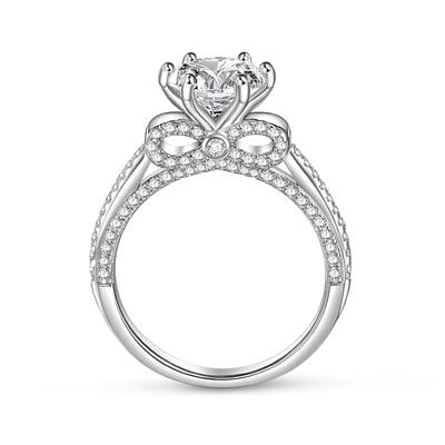 Jeulia Anillo de Plata con Diseño Único de Lazo Fino de 6 Garras