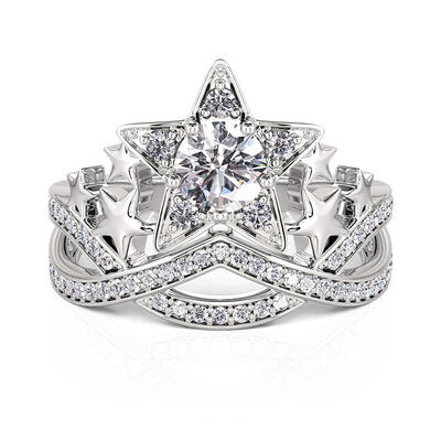 Jeulia "Christmas Gift" Nature Fashion Star Ring Sterling Sliver