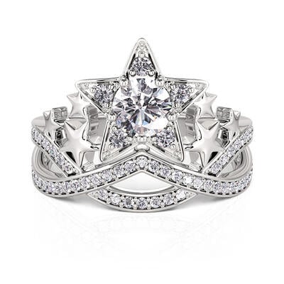 Jeulia "Christmas Gift" Nature Fashion Star Ring Sterling Sliver