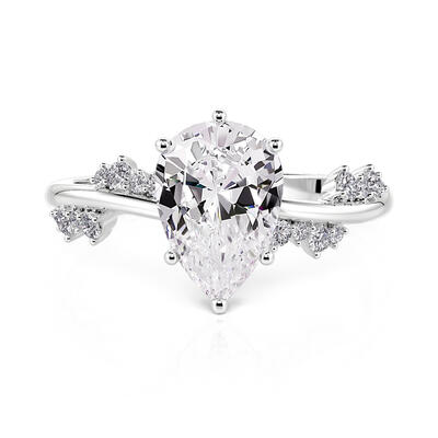 Jeulia Pear Solitaire Engagement Ring Sterling Silver
