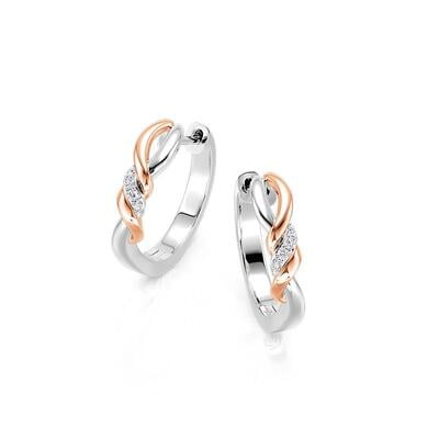 Jeulia Amore Twisted Ribbon Two Tone Hoop Earrings
