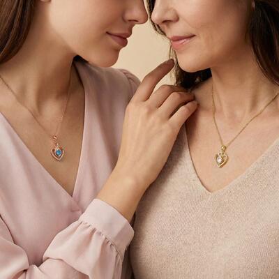 Jeulia Custom Heart Mother and Daughter Necklace Set