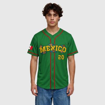 Custom Mexico Guadalupe Baseball Jersey - Personalized Name & Number, Blessed & Protected