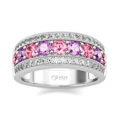 Jeulia Classic Round Cut Sterling Silver Women's Band