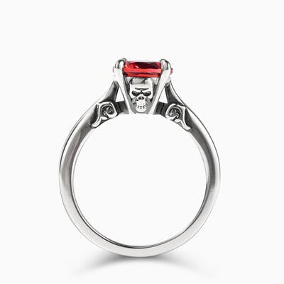 Jeulia Skull Design Round Cut Sterling Silver Ring