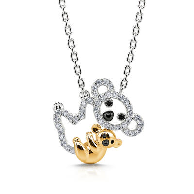 Jeulia "Carry Me" Mom and Baby Koala Pendant Sterling Silver Necklace