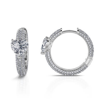 Jeulia "Enduring Radiance" Heart Cut Sterling Silver Hoop Earrings