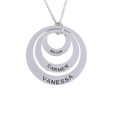 Jeulia Three Disc Engraved Necklace Sterling Silver