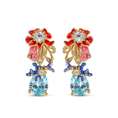 Jeulia Boucles d'oreilles en argent sterling avec fleurs en émail