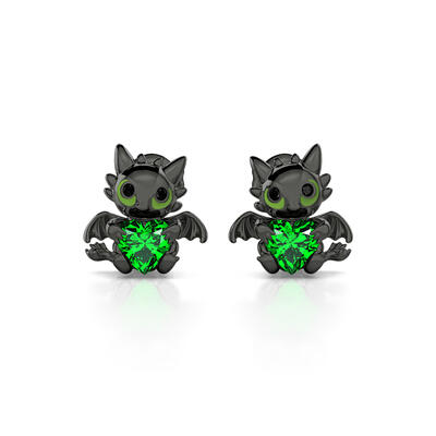 Jeulia Hug Me "Your Dragon" Heart Cut Sterling Silver Earrings