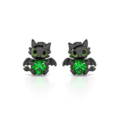 Jeulia Hug Me Pendientes con dragones pequeños de plata de ley con corte de corazón