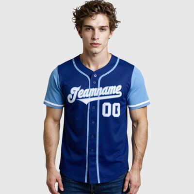 Custom Royal Light Blue Two Tone Baseball Jersey Personalized Logo and Number Great for Game Days and Community Events