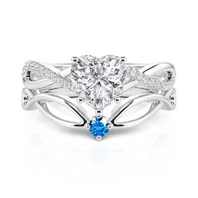 Jeulia Classic Twisted Heart Ring Set 2PCS in Sterling Silver