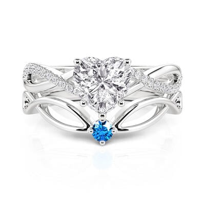 Jeulia Juego de Anillos Corazón Trenzado Clásico Dos Piezas en Plata de Ley