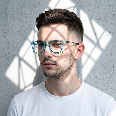 Whit Blue Square Glasses