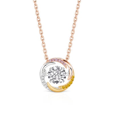 Jeulia Custom Trinity Necklace with Dancing Birthstone