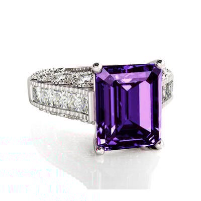 Jeulia Anillo De Talla De Vintage Esmeralda En Plata De Ley